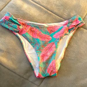 Hot pink /coral and aqua blue bikini